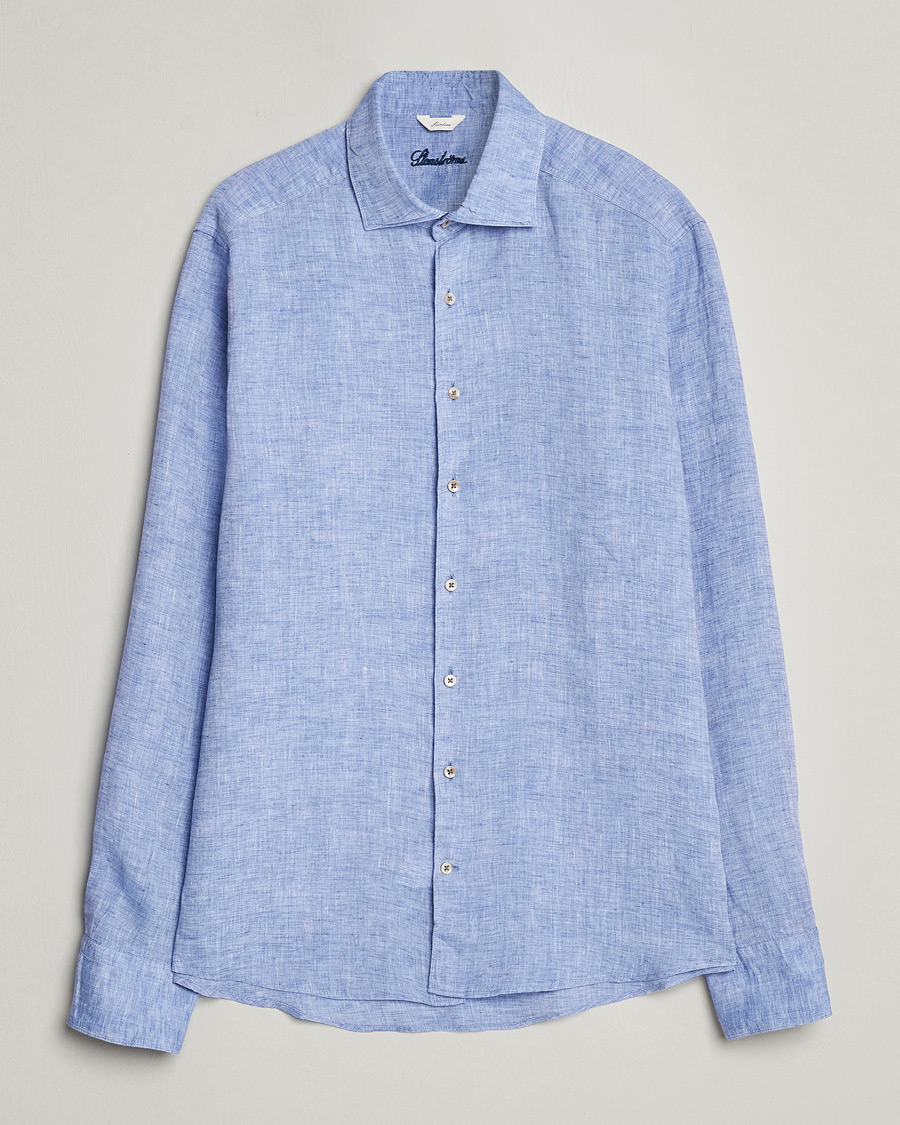 Stenströms Slimline Cut Away Linen Shirt Blue