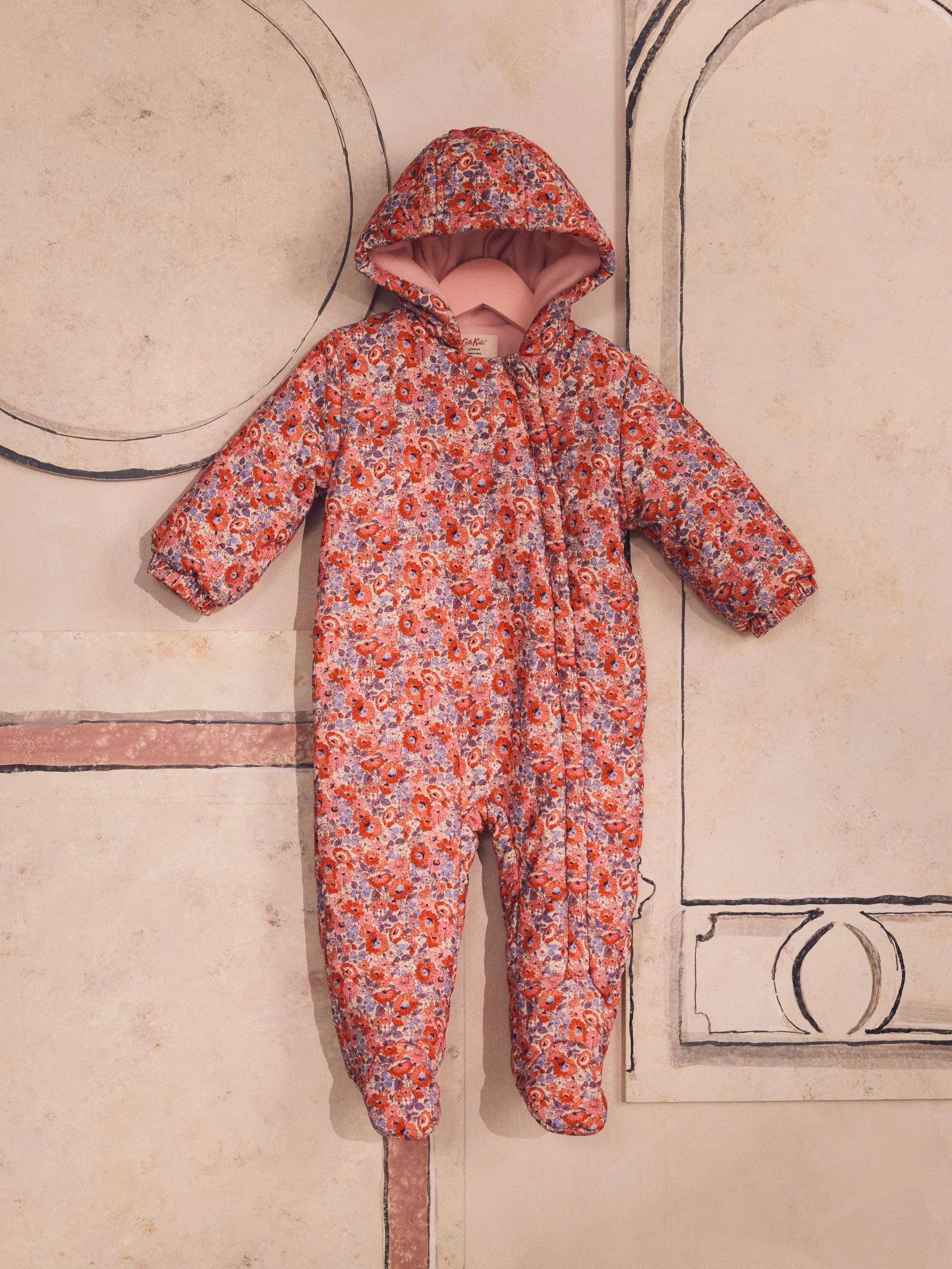 Rood bloemmotief - Cath Kidston corduroy onesie voor baby's