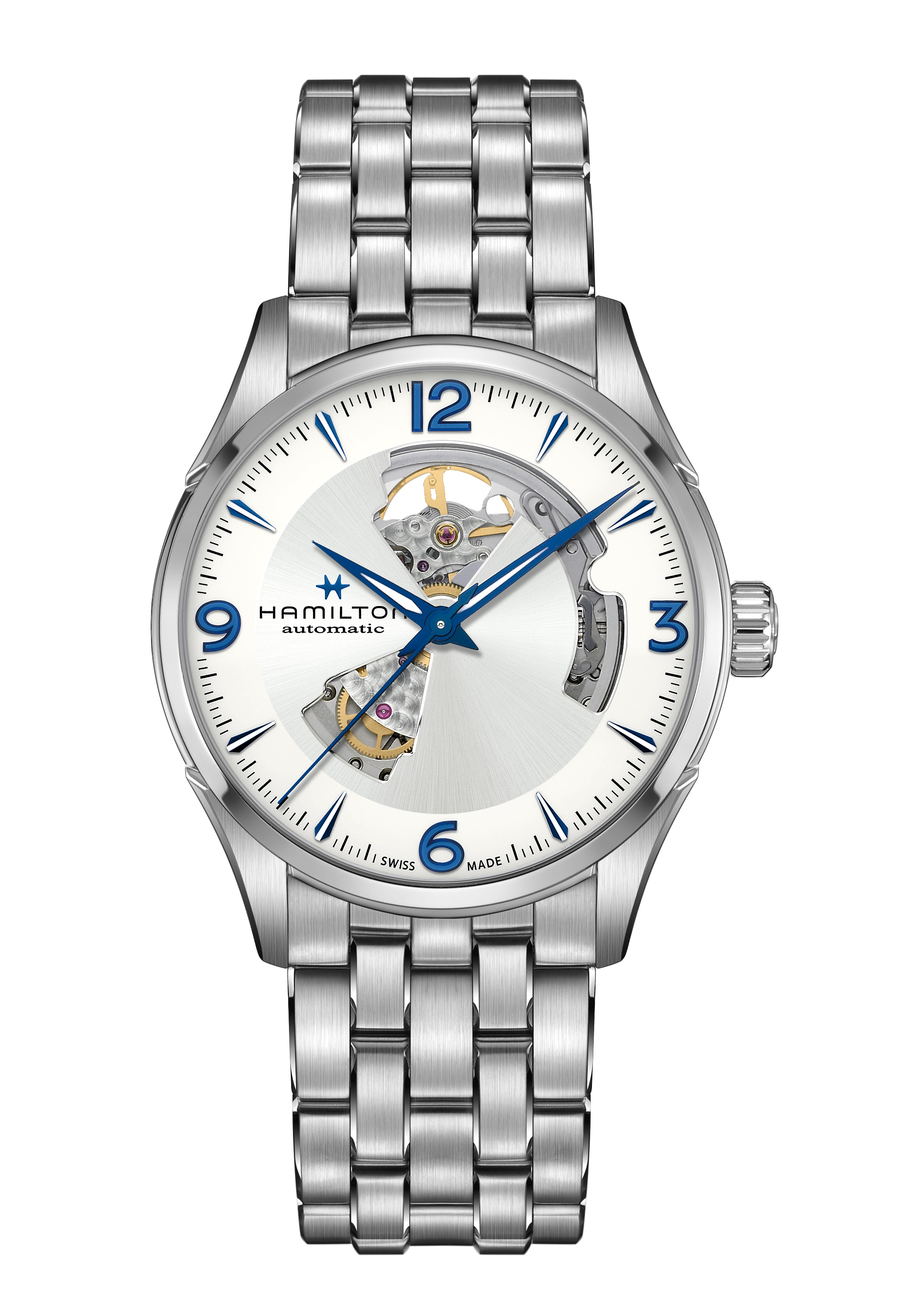 Hamilton Jazzmaster Open Heart Herrenuhr Silber H32705152