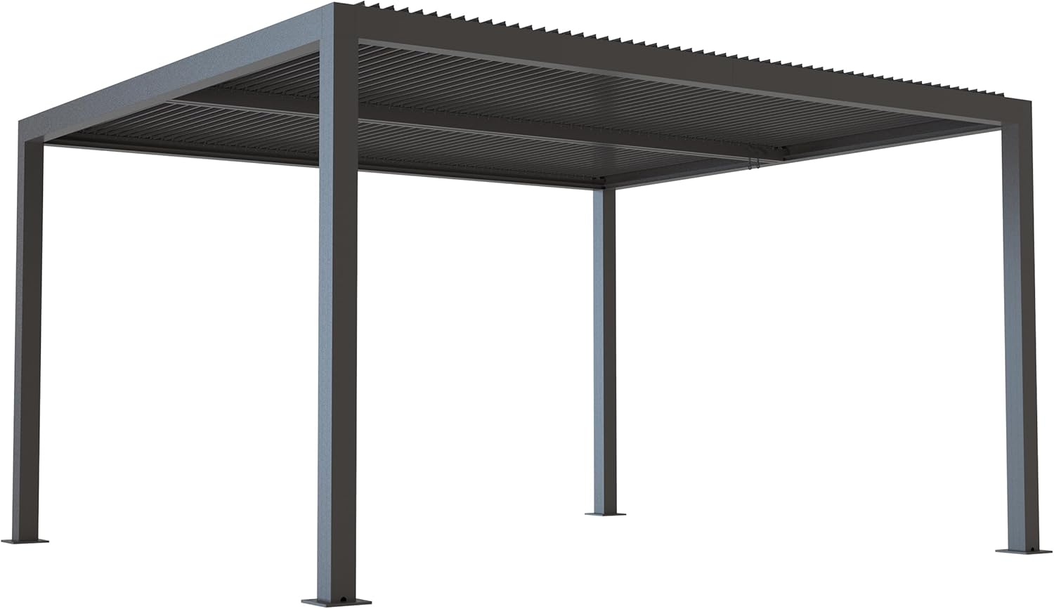 PURPLE LEAF Pavillon 3.65 x 4.25 m mit Lamellendach Freistehend Terrassenüberdachung Verstellbaren Aluminium-Lamellen Pergola Wasserdicht Stabil Winterfest für Garten, Grau