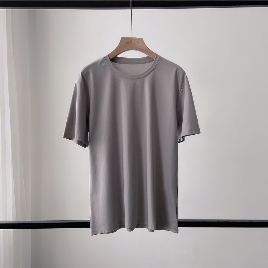 Remeefa - T-shirt met korte mouwen en ronde hals, effen
