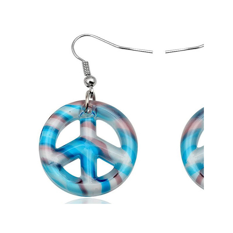 Boucles d'oreilles Peace Bleu en Verre de Murano
