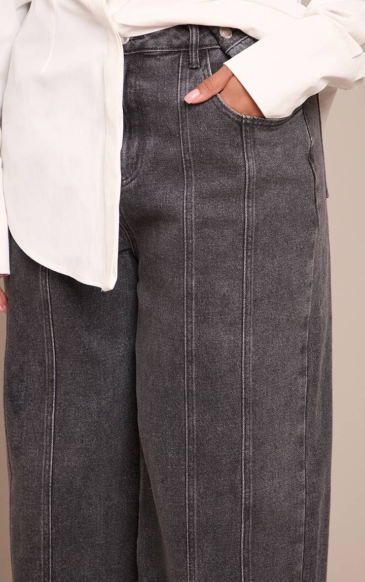 Charbon Jean Large Taille Haute En Denim Stretch Avec Boutons Ajustables Shape