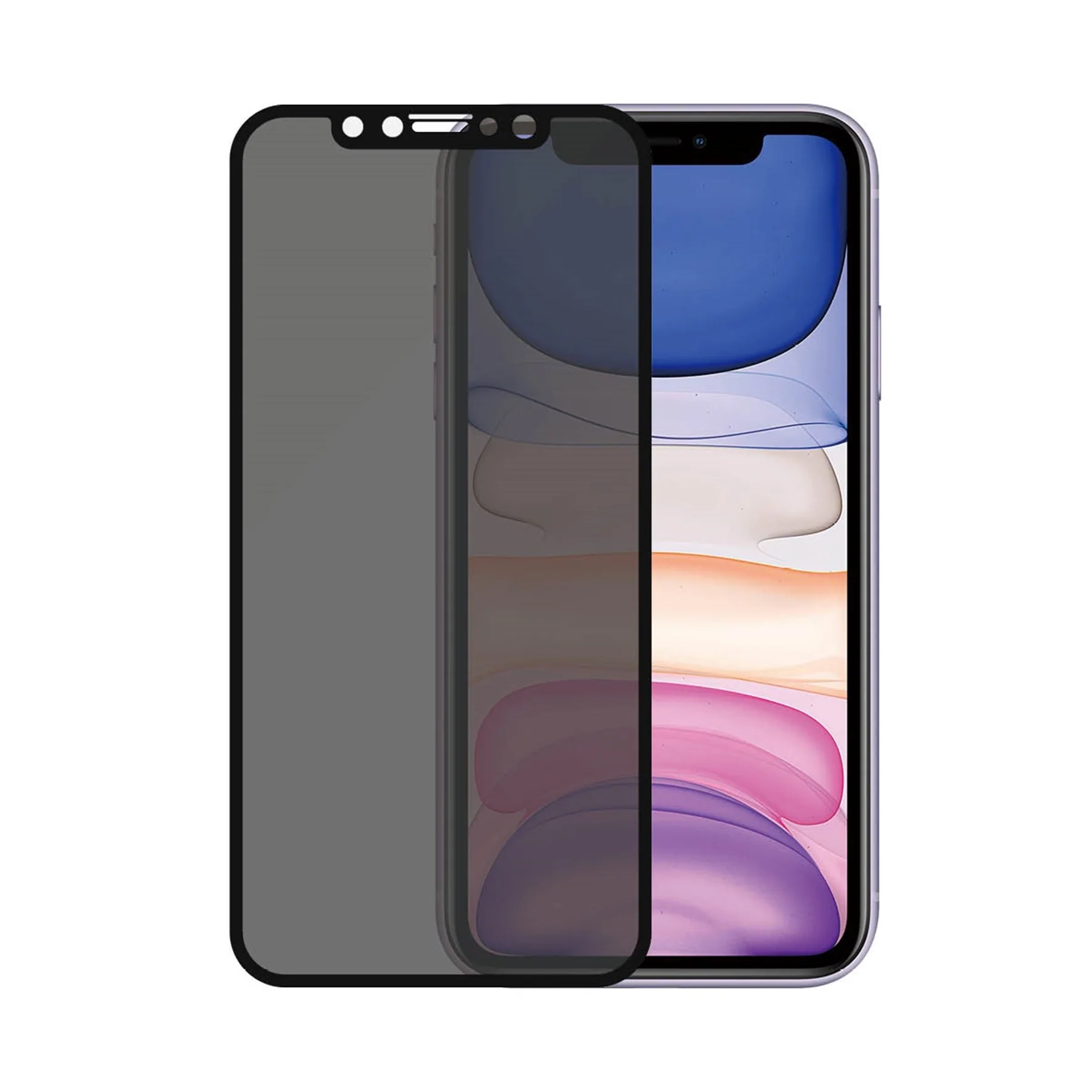 iPhone 11 / iPhone Xr Antibakterielle Privacy Panzer Glas Displayschutz mit Rahmen (P2665)