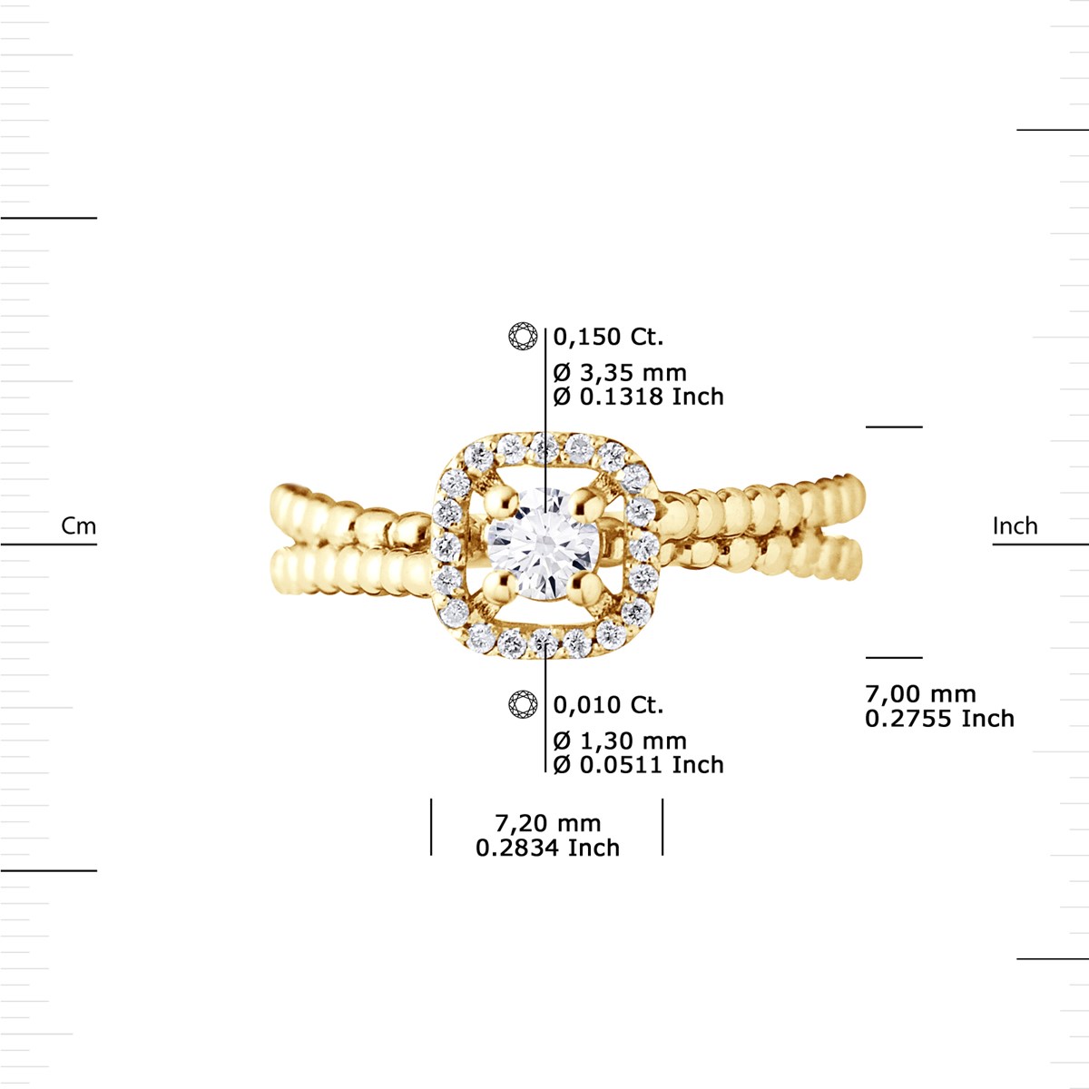 Solitaire Diamants 0,33 Cts Joaillerie Prestige Or Jaune