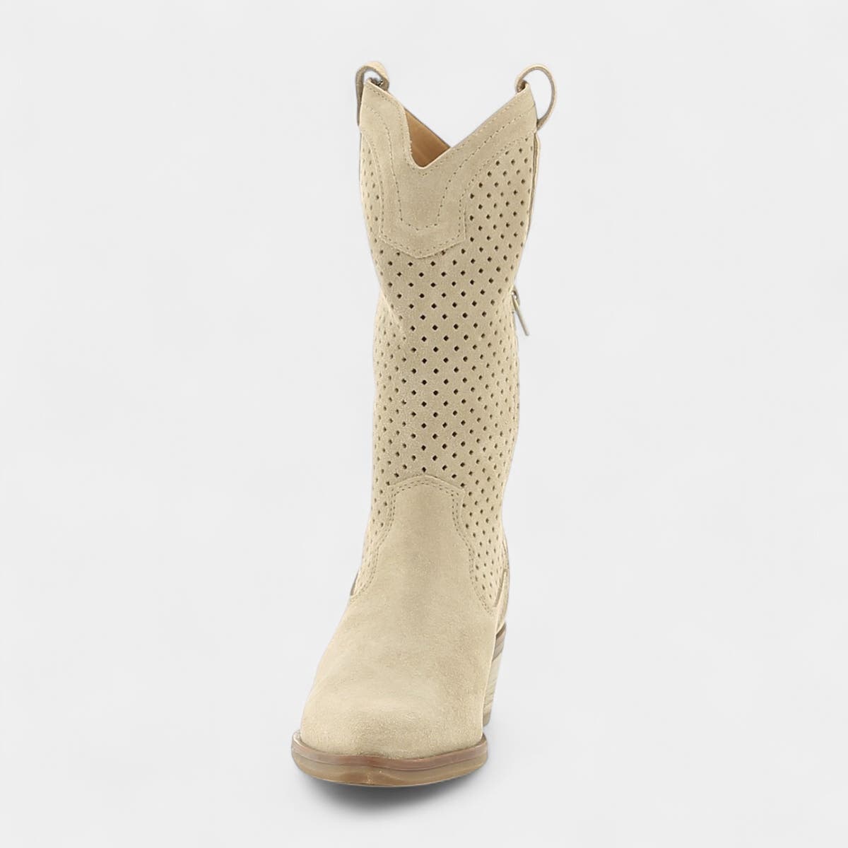 Bottes à talon Femme en cuir taupe