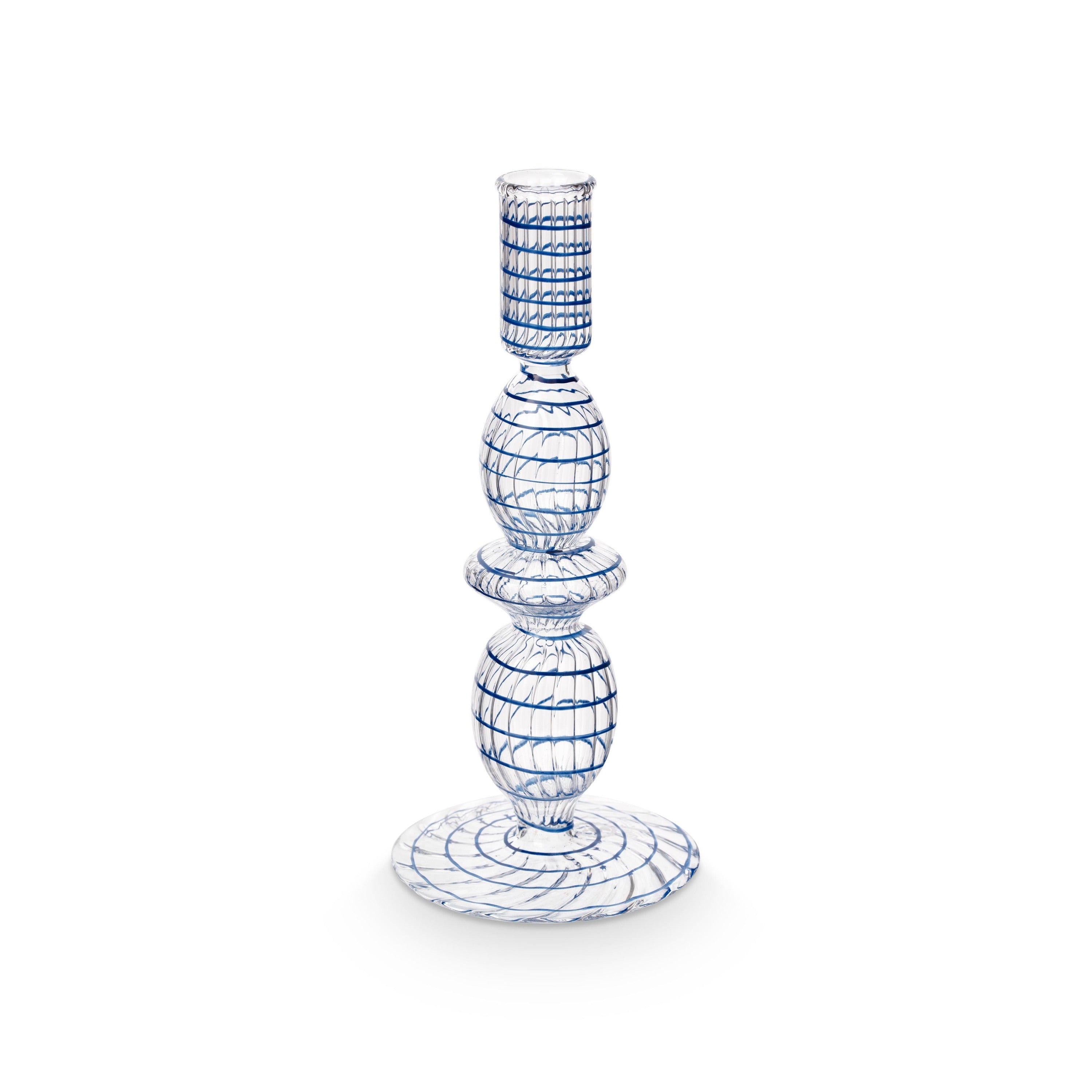 Pip Studio Kandelaar Swirl - van Glas - Donkerblauw - 20cm