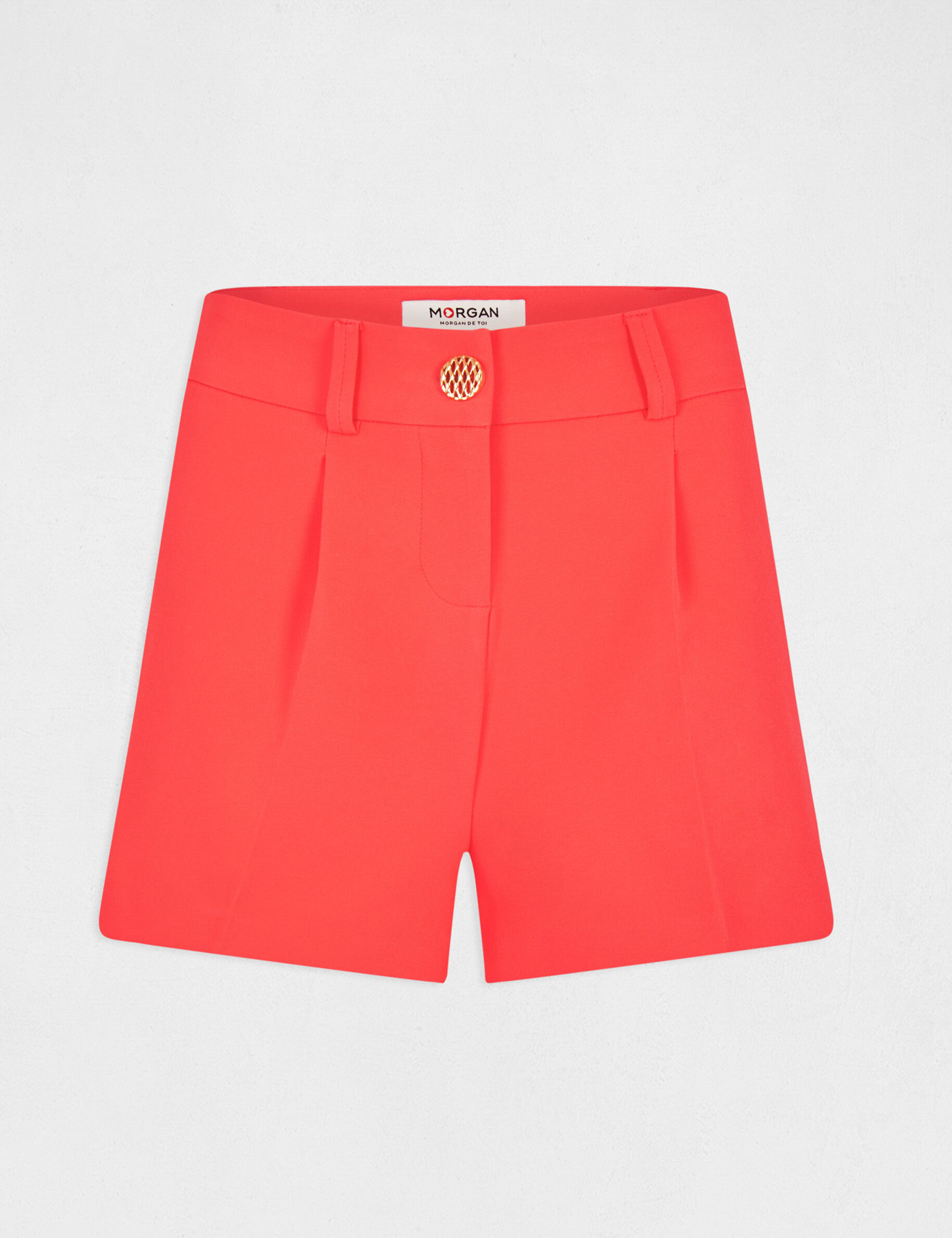 Short city droit à pinces orange femme - orange