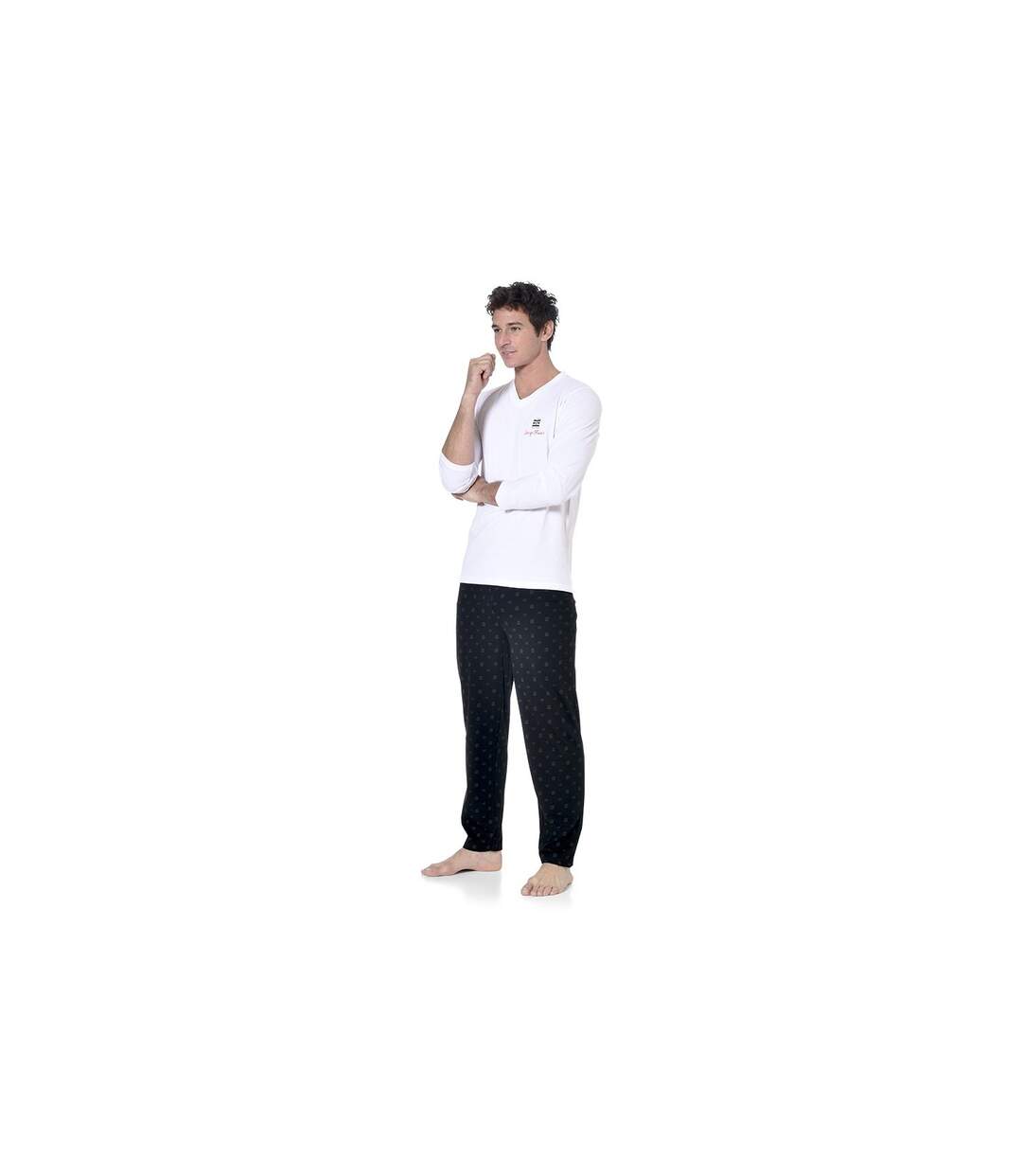 Ensemble pyjama long homme t-shirt col V bicolore Gan