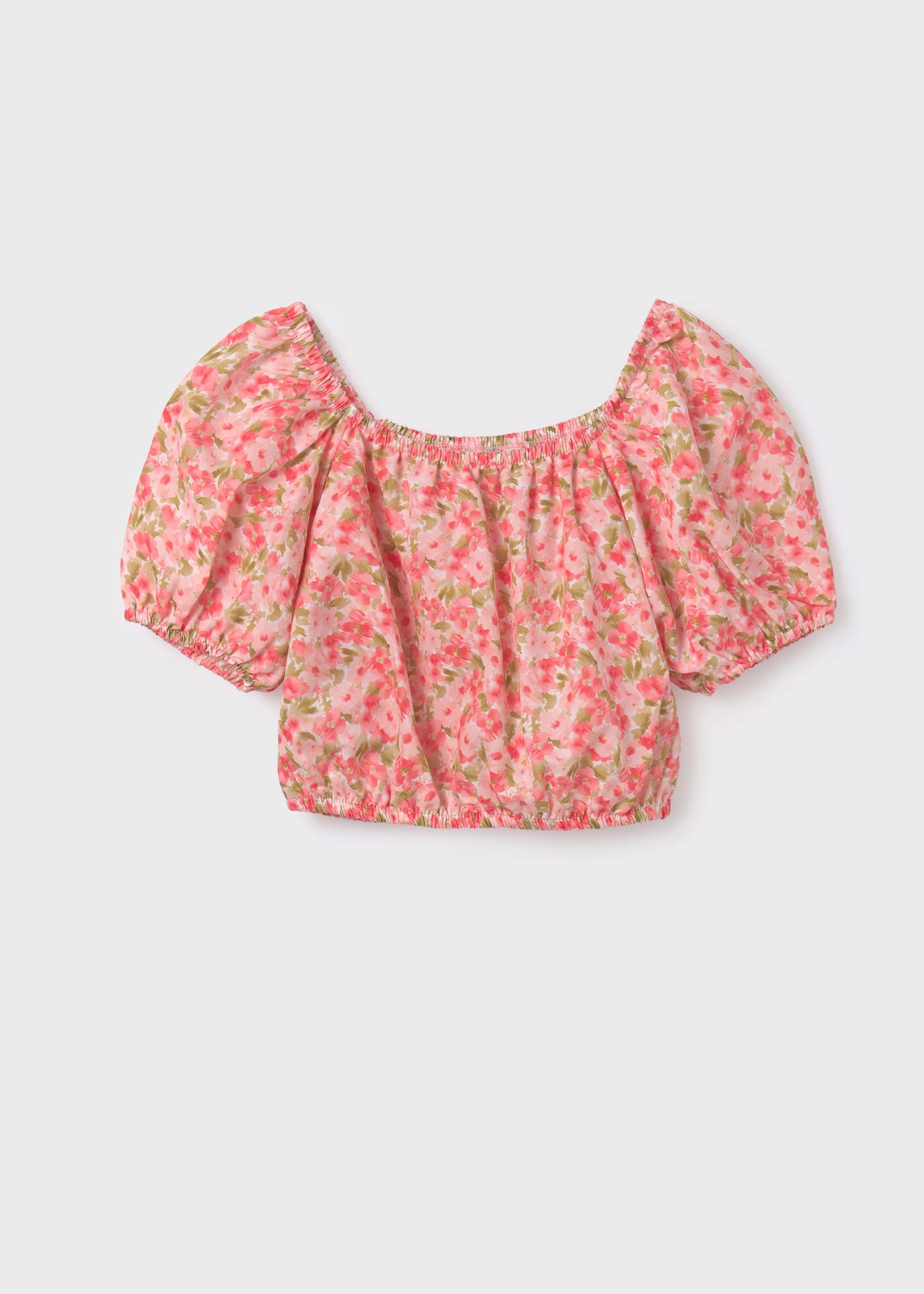 Blusa floral para meninas, cor pistache.