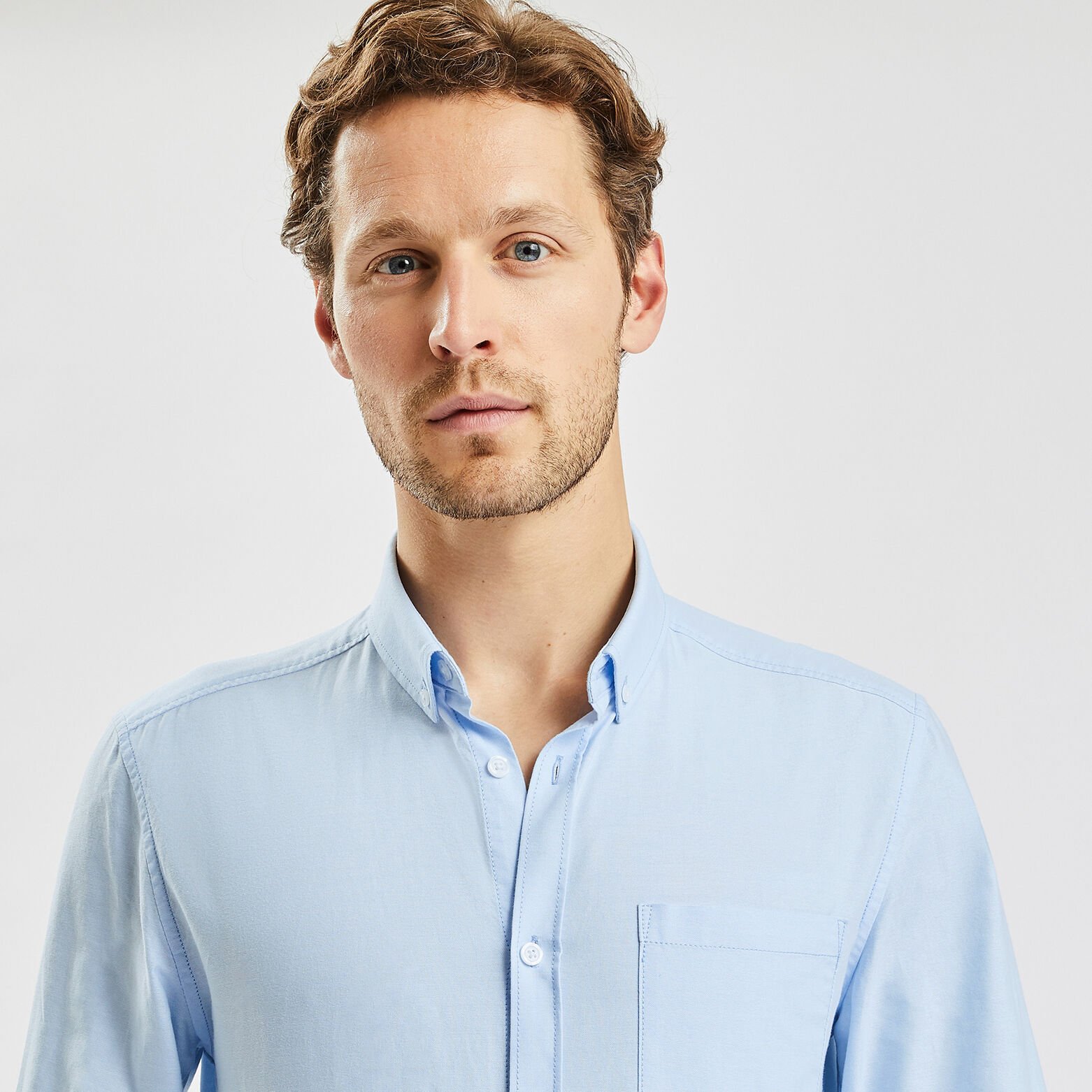 Chemise slim oxford unie coton recyclé Bleu clair