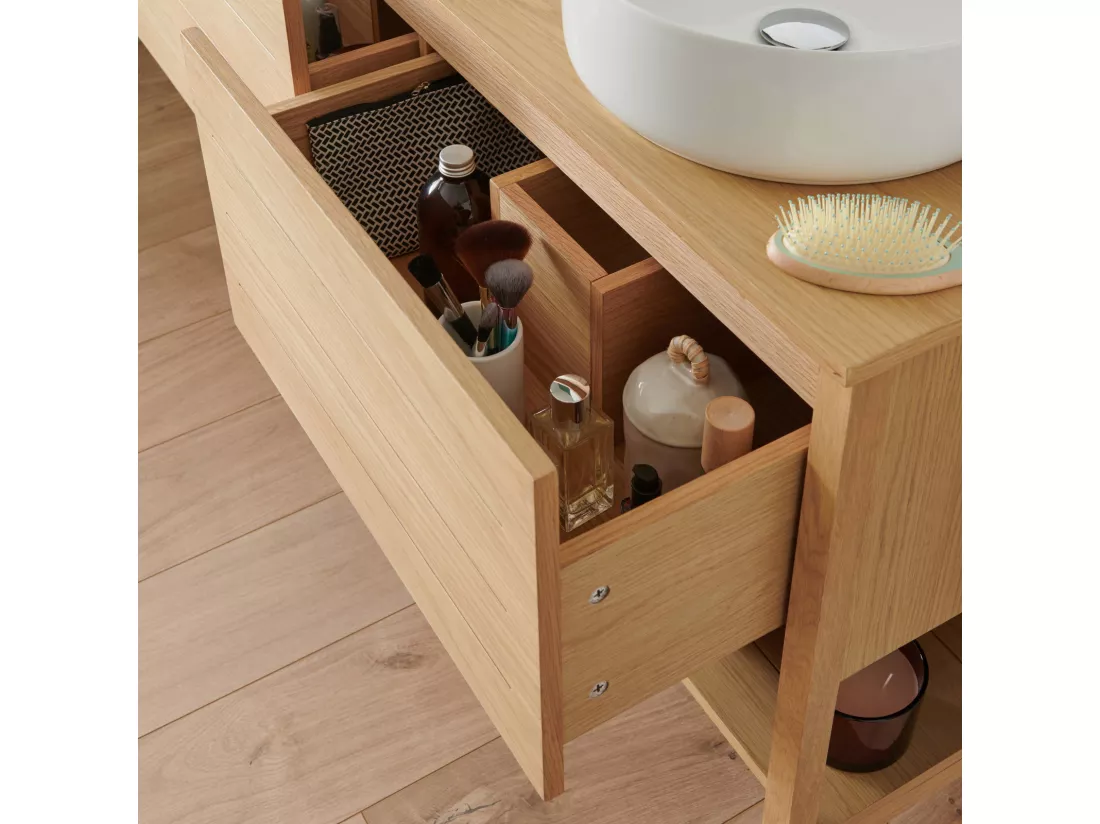 Meuble double vasque chêne 120 cm ATOLL