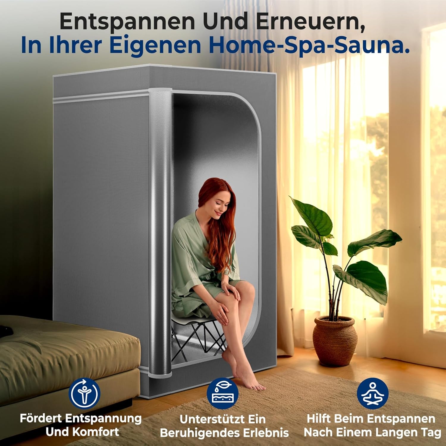 SereneLife Portable Sauna for Home, Steam Sauna Tent with 4L Steamer, Folding Sauna Chair, Compact Personal Detox Sauna, Remote Control In-Home Spa, 71