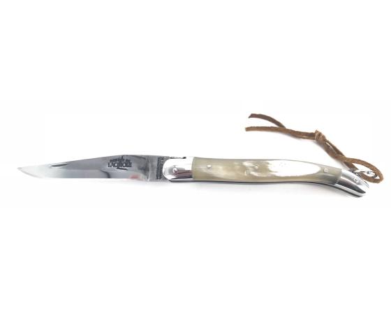 Laguiole Tradition 11 cm - 2 mitres - Corne d'Aubrac - Lame Brute de Forge Couteau de Poche Forge de Laguiole