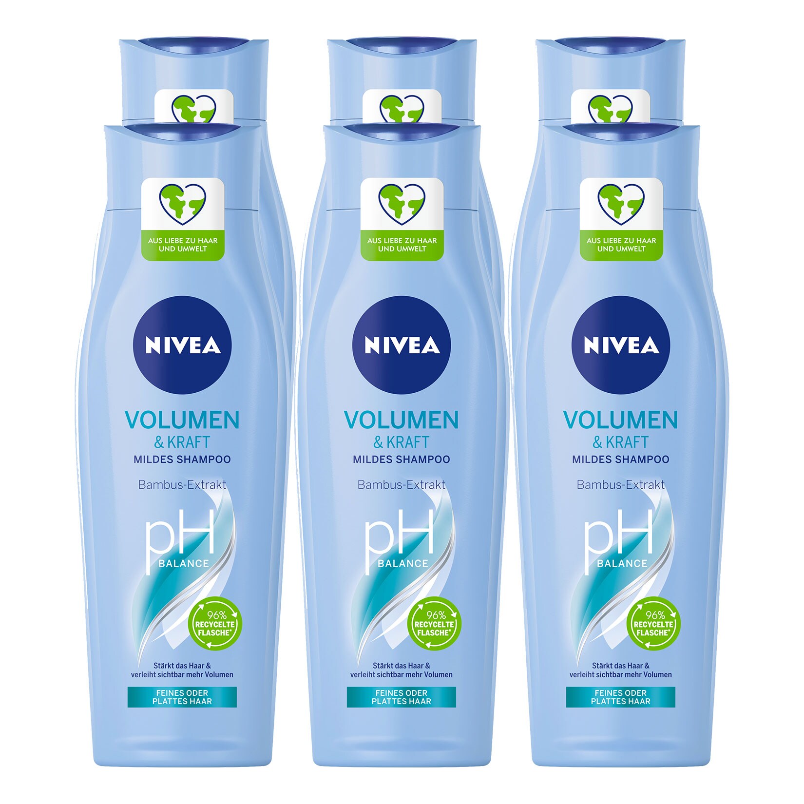 NIVEA Pflegeshampoo Volumen & Kraft 250 ml, 6er Pack