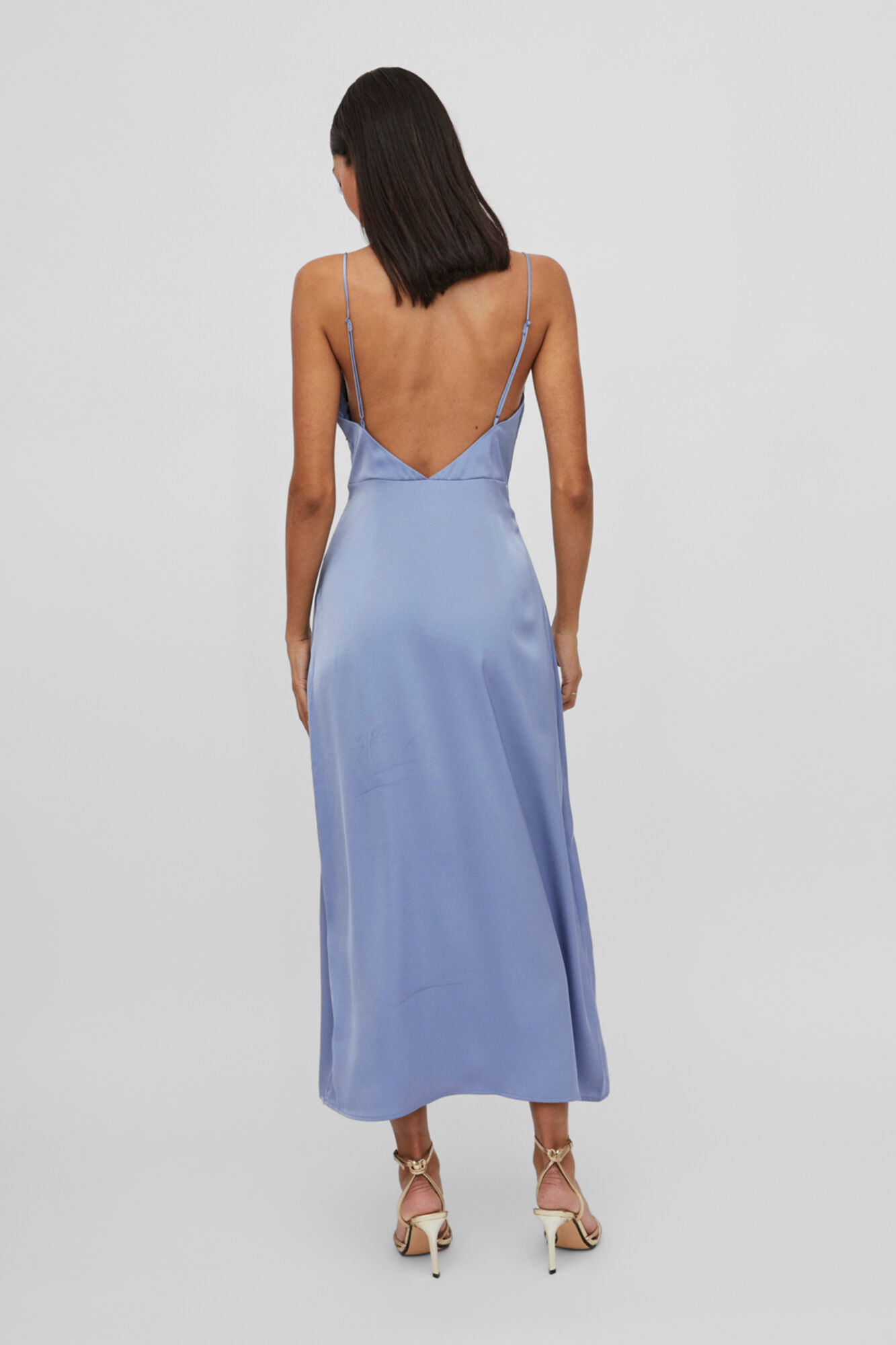 Vestido de lingerie com alças finas - Azul