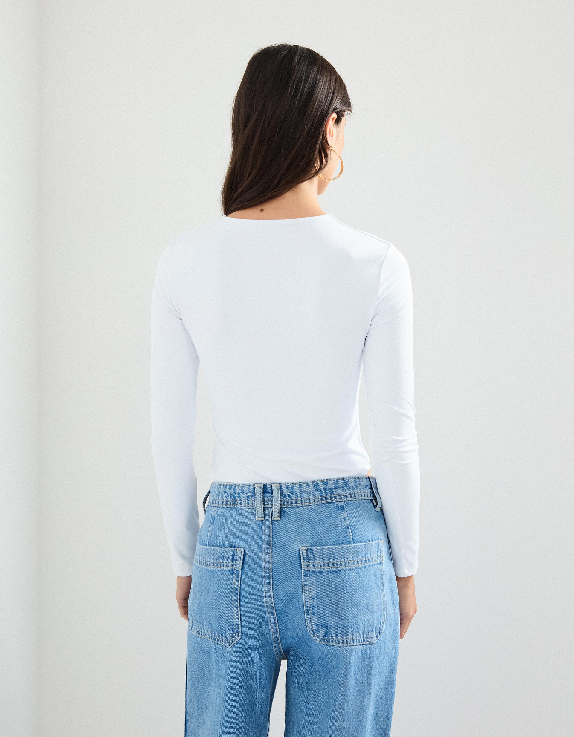 Body de Manga Comprida, Mulher, Branco