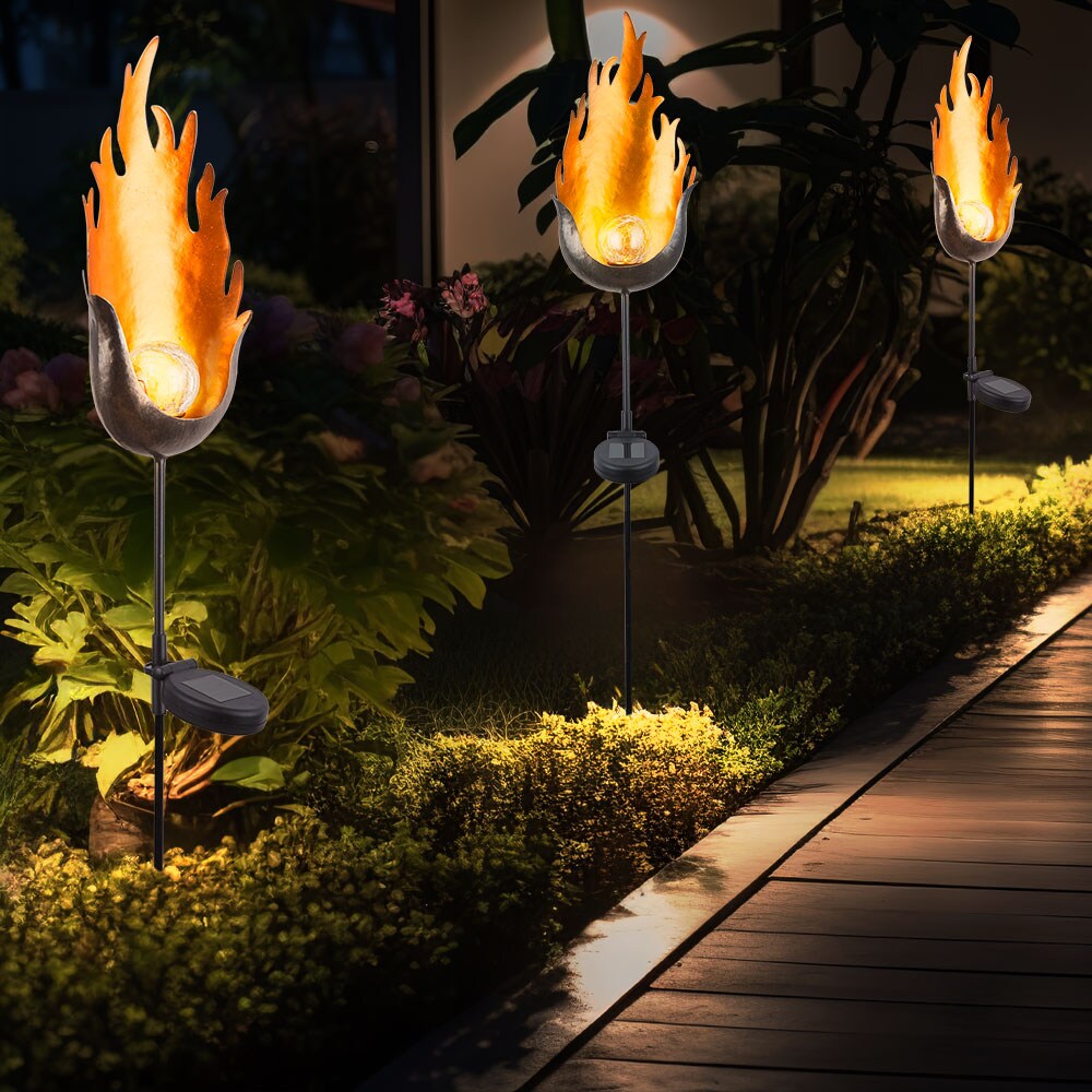 LED Erdspieß Solarleuchte, Flamme, Feuereffekt, Höhe 93,5 cm