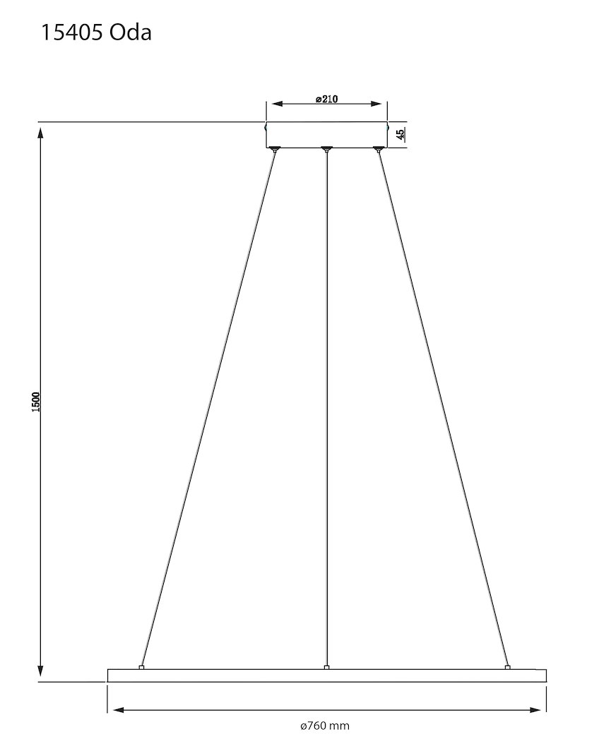 Oda taklampe Ø:75cm LED  svart
