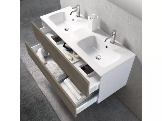 Ensemble de salle de bain double vasque 5 pièces IGEA chêne cendré