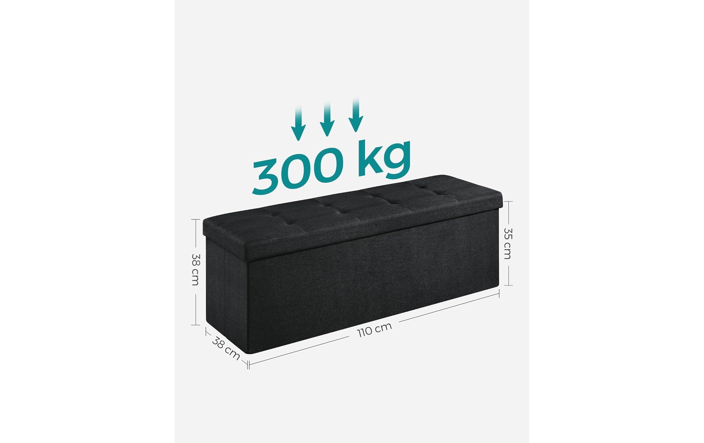 Sitztruhe Ottomane 110 x 38 cm, SchwarzSitzbank mit Stauraum