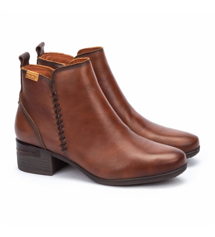 Botas de tornozelo Pikolinos Malaga em couro marrom