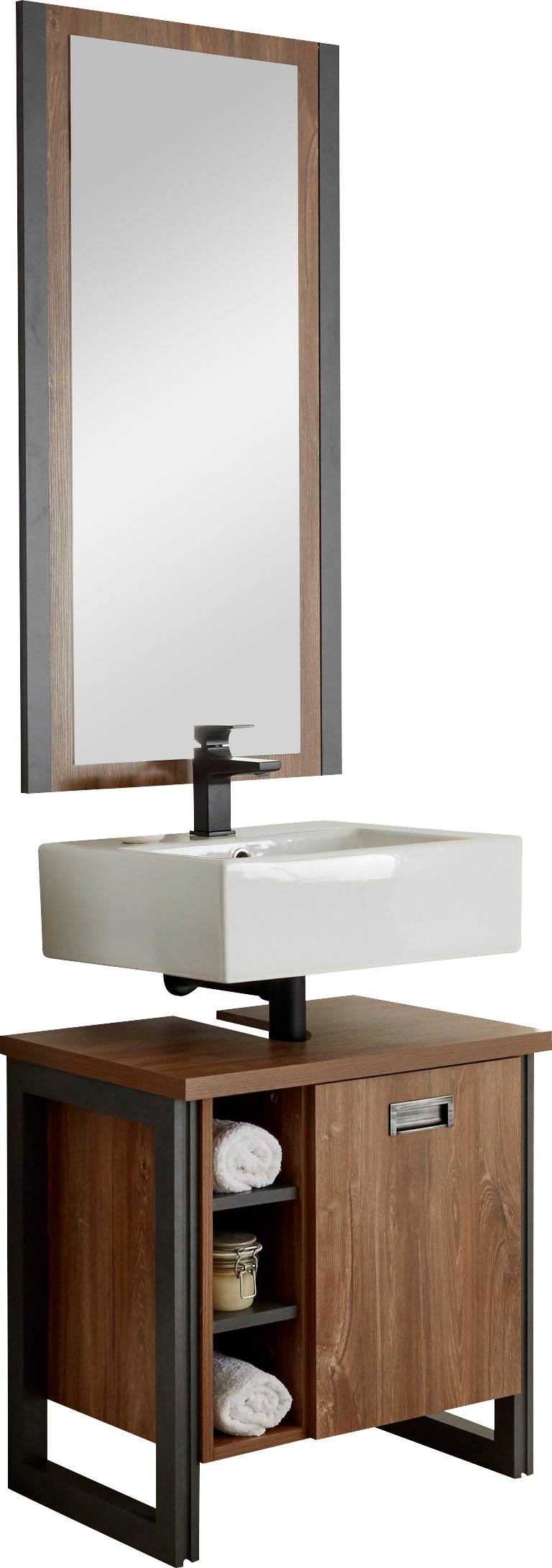 Home affaire Badmöbel-Set »Detroit, Bad im Industrialdesign, 2-teiliges Badezimmer« Set, 2 Stk. tlg.