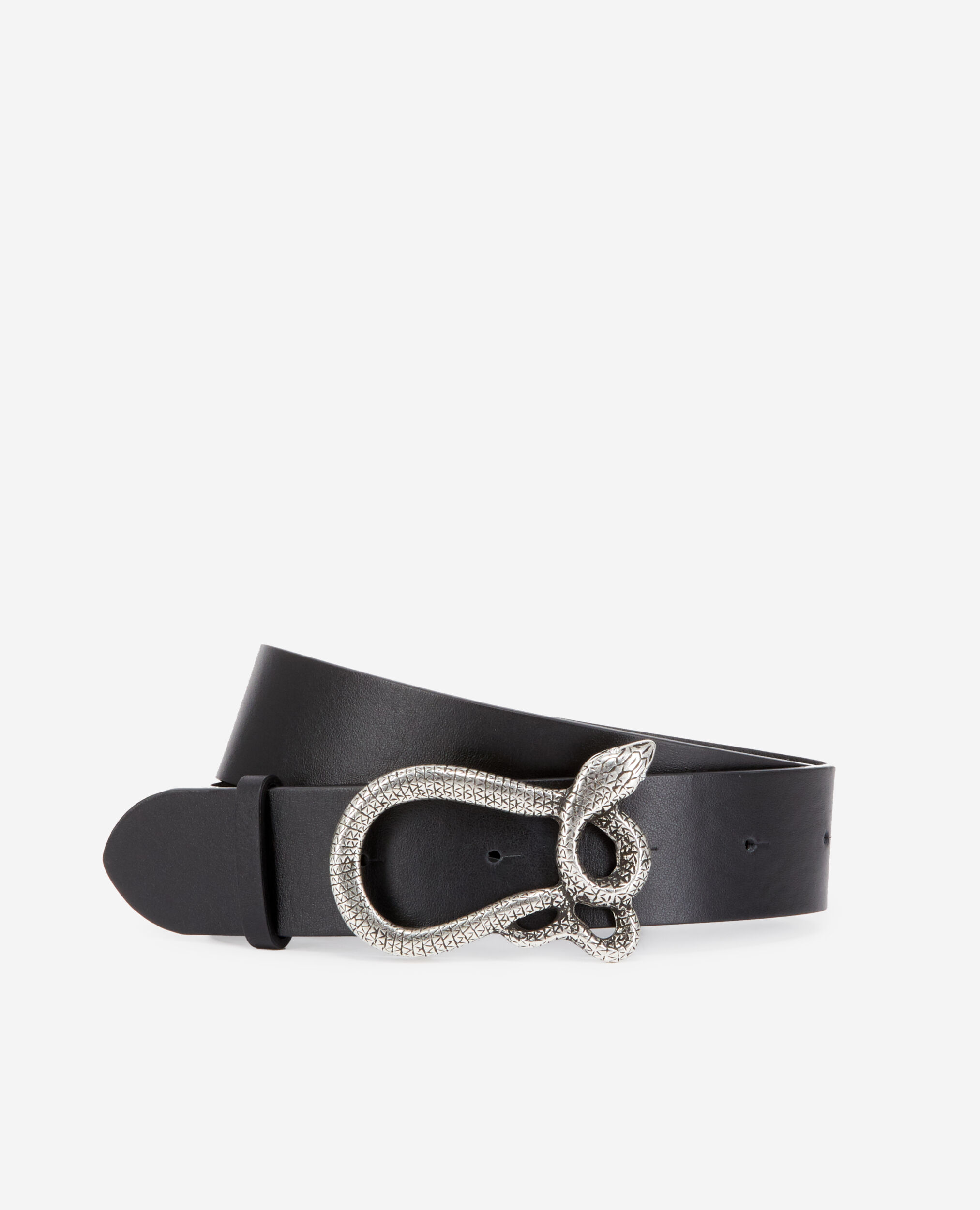 Ceinture en cuir noir avec boucle serpent