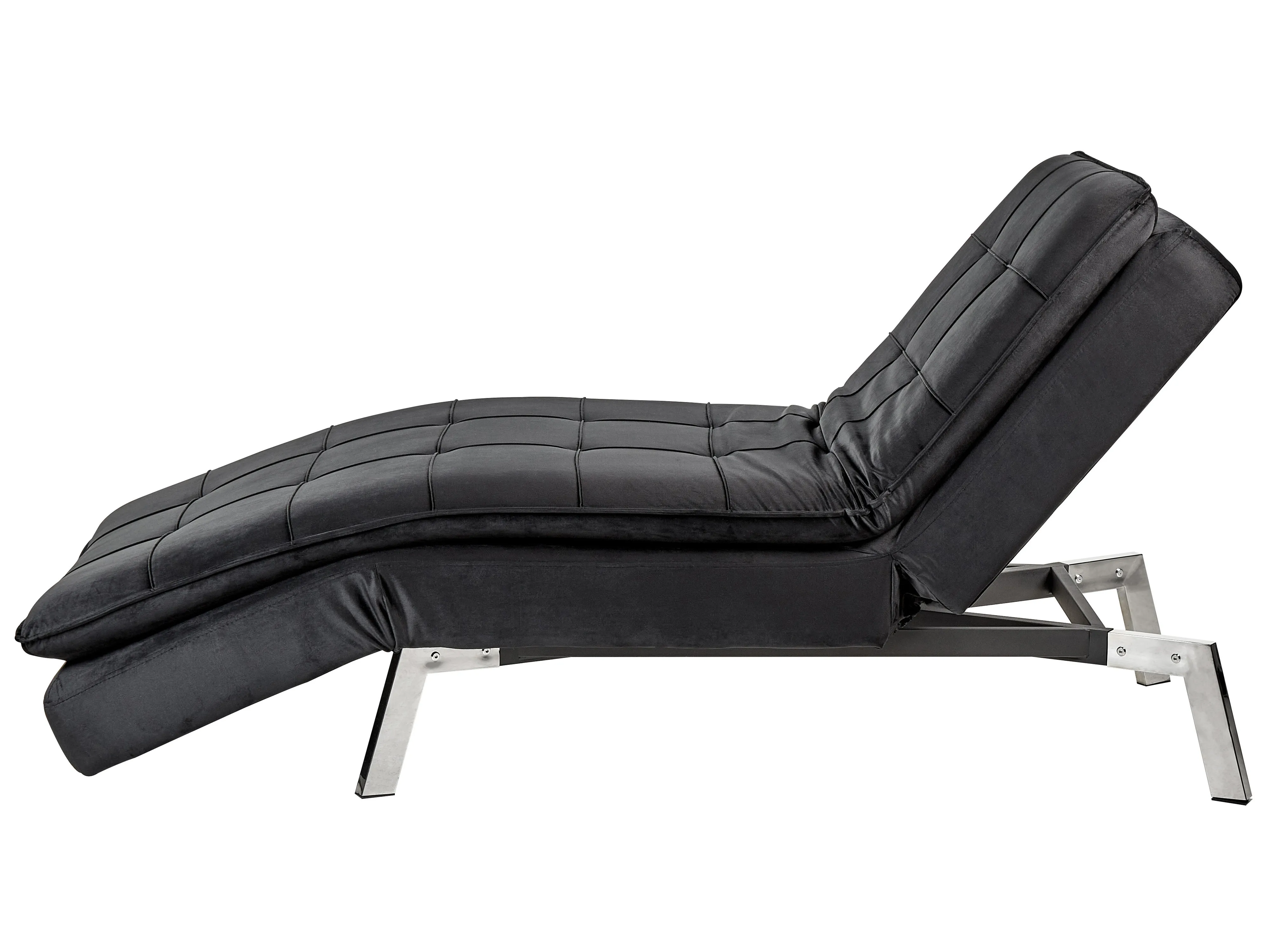 Chaise longue LOIRET Fluweel Zwart
