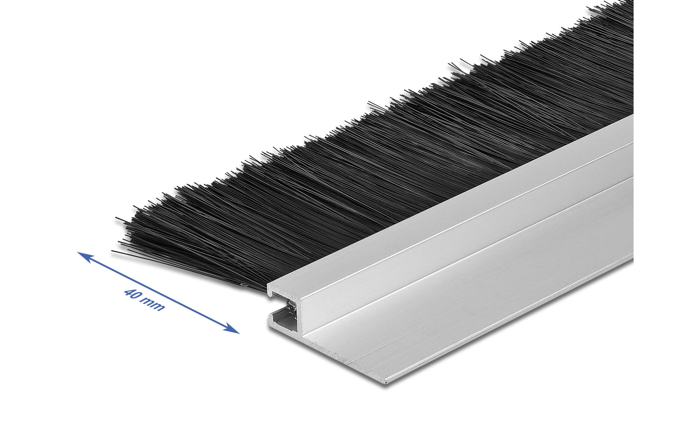 Türdichtschiene Alu-Profil Gerade, 1 m x 40 mmDelock Bürstenstreifen 40 mm mit Alu-Profil gerade – Länge 1 m