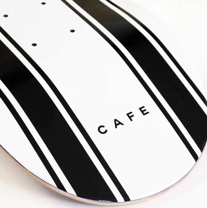Skateboard CAFE Stripe Deck White Black 8.25