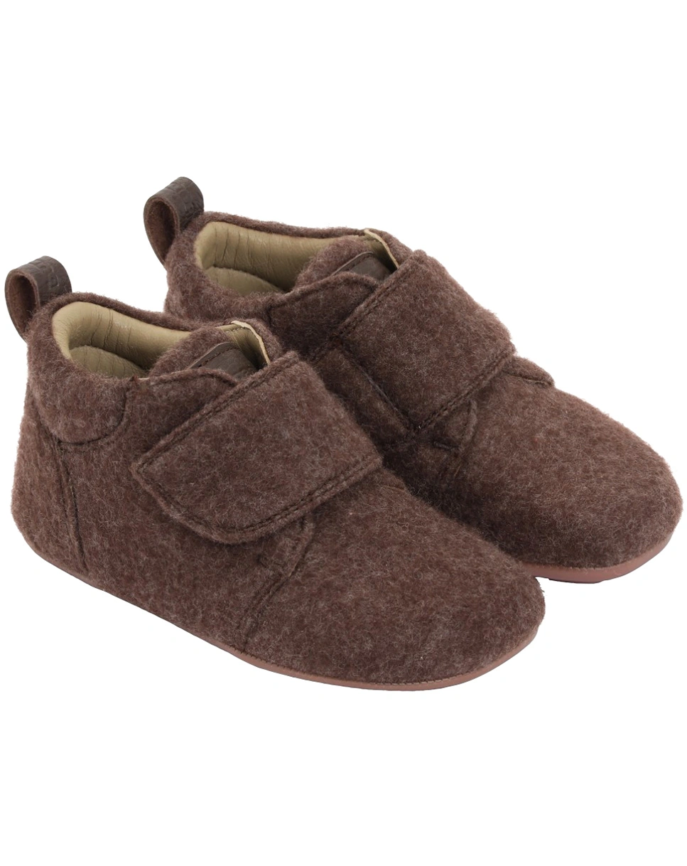 Klett-Krabbelschuhe TANNU WOOL in brown