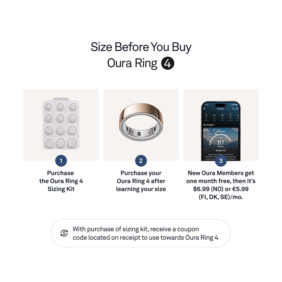 Oura-ring smarttring 4 størrelse 4 (Rose Gold)