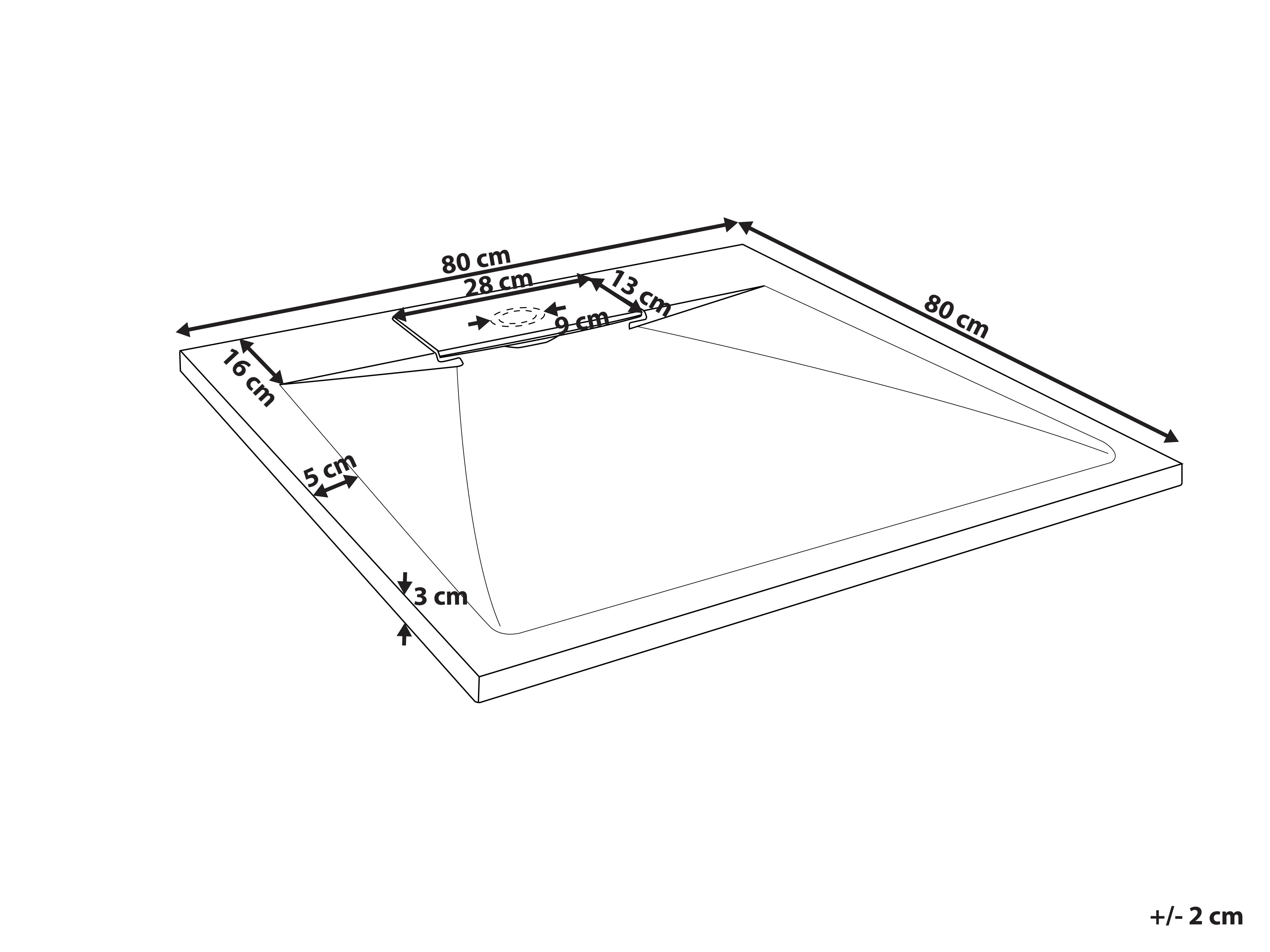 Douchebak AZZURRO 80 x 80 x 3 cm Zwart