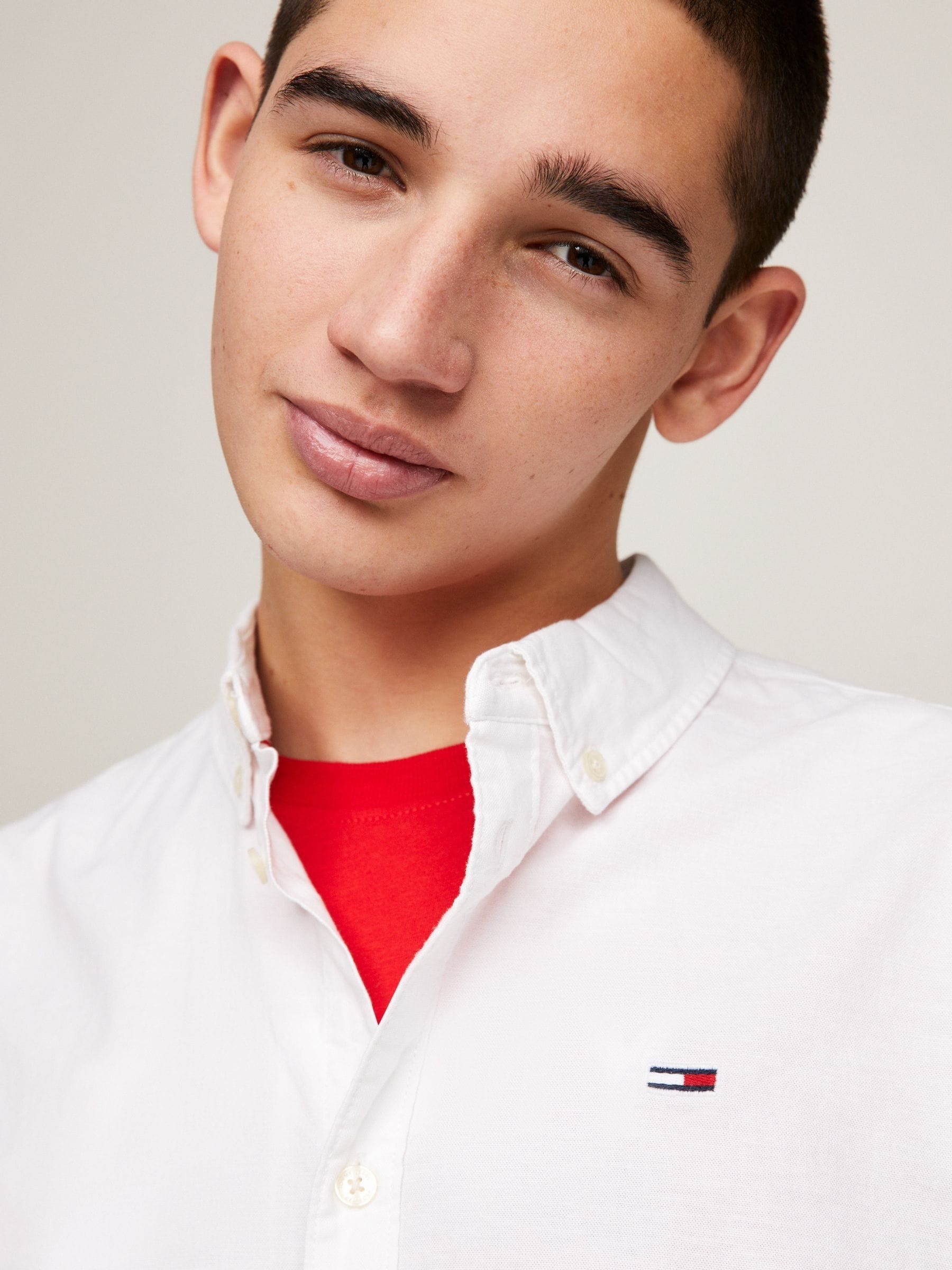 Wit - Tommy Jeans Slim Stretch Oxford Shirt