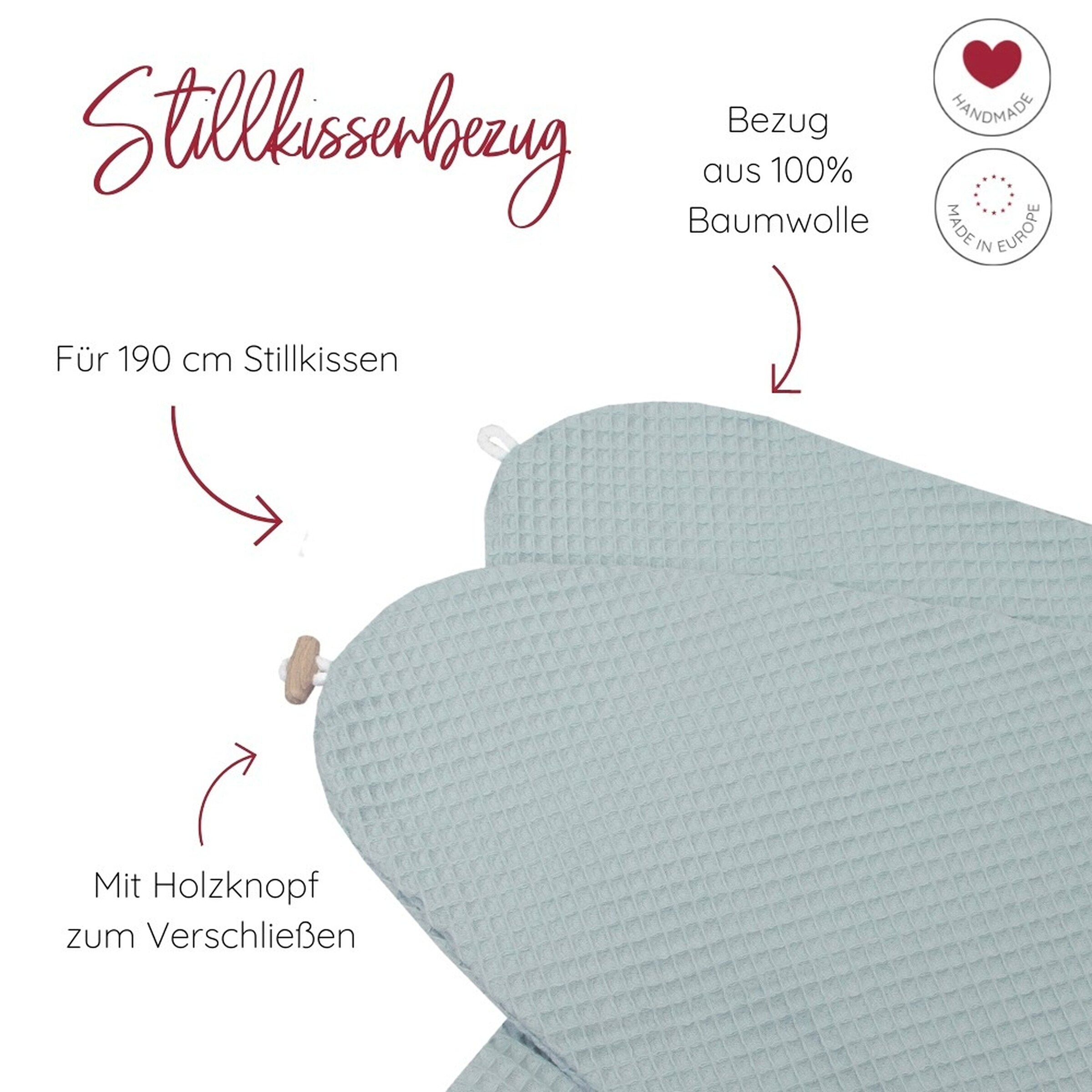 HOBEA-Germany Bezug für Stillkissen Waffelmuster taupe