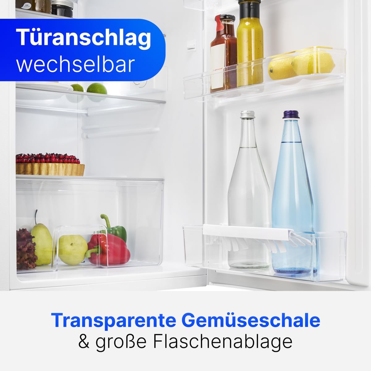 Bomann® Kühlschrank ohne Gefrierfach | Energieklasse D | 85cm | leise 39dB | 3 Ablagen | Türanschlag wechselbar | 133L | Kühlschrank klein mit Gemüsefach | Standardkühlschrank | VS 2195.1 weiß