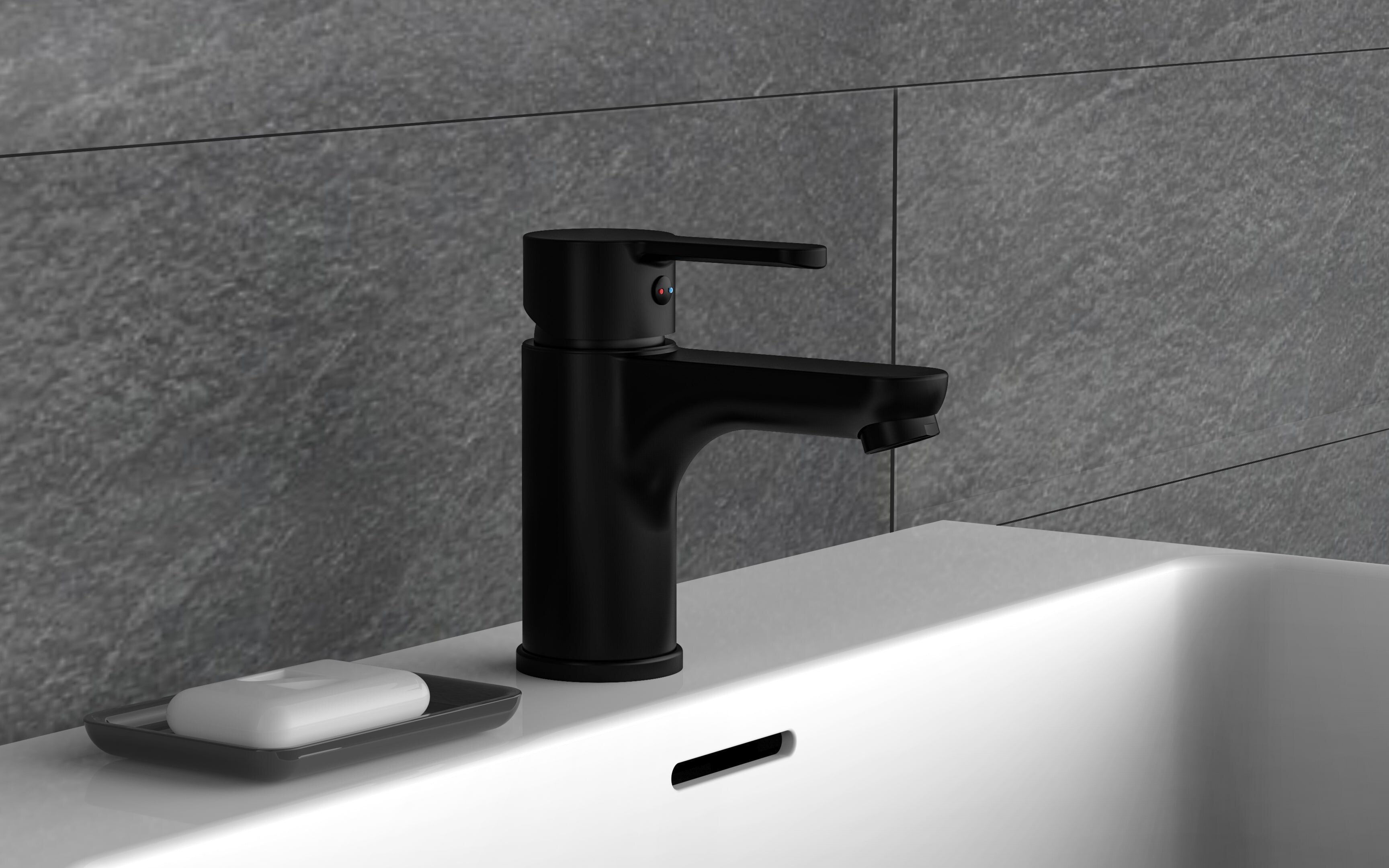 SCHÜTTE Waschtischarmatur DENVER, Wasserhahn Bad Schwarz matt