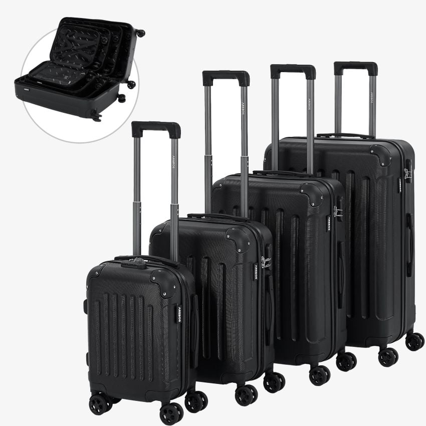 4 tlg. Reisekoffer Set Schwarz