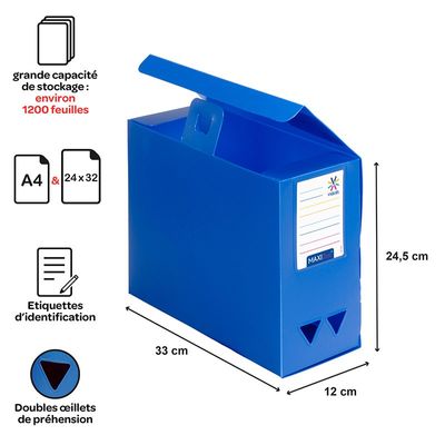 Viquel - Boîte de classement plastique - dos 120 mm - disponible dans différentes couleurs
