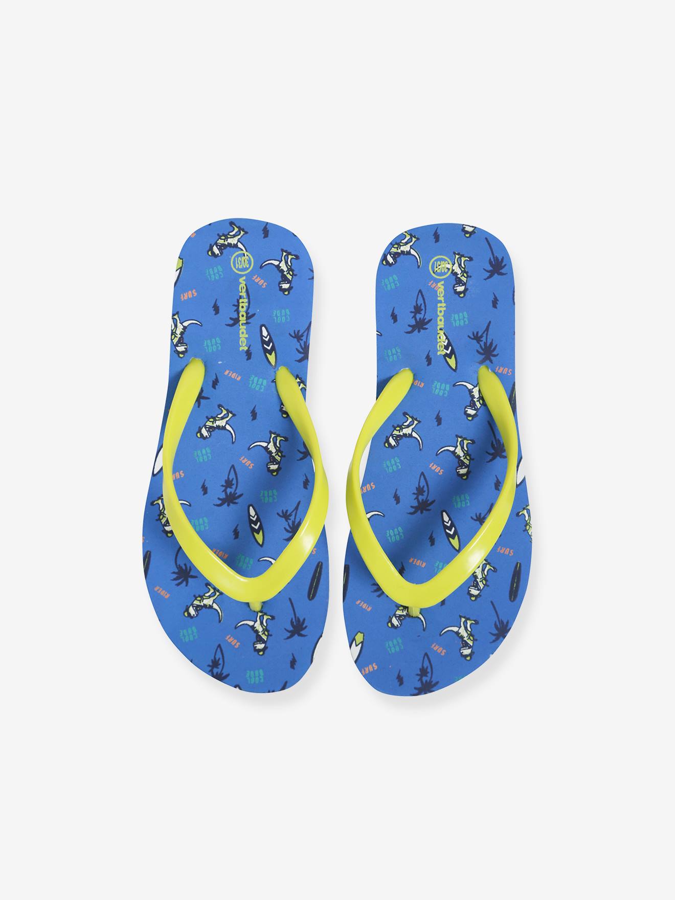 Chinelo estampado para meninos, tamanho médio, estampa azul.