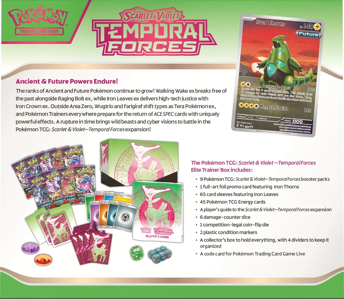 Pokémon - SV5 Temporal Forces Elite Trainer Box - Iron Leaves (POK85657)