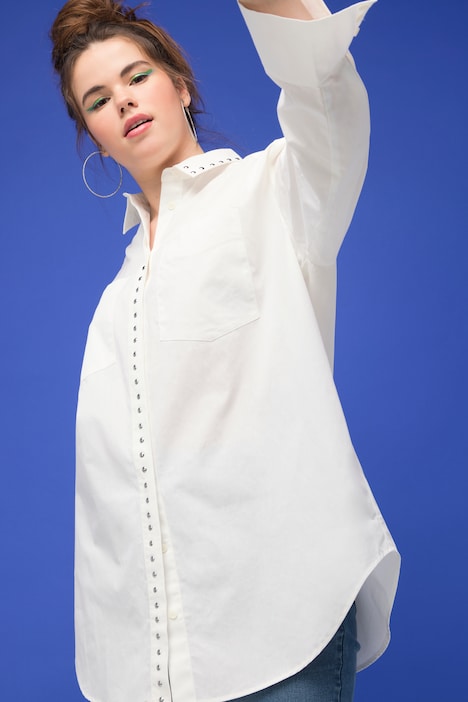 Hemd, oversized, Ziernieten, Hemdkragen, Langarm