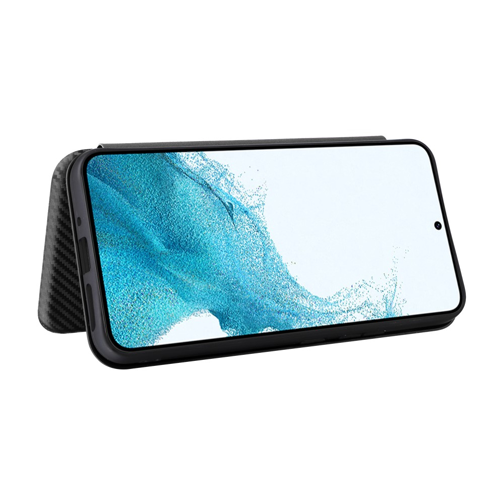 Samsung Galaxy A54 5G Leder Tasche Flip Cover Carbon Look - Schwarz