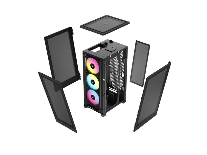 Corsair PC-Gehäuse iCUE 2000D RGB Airflow Schwarz Mini-ITX PC-Gehäuse mit Stahlabdeckgitter und RGB-Beleuchtung