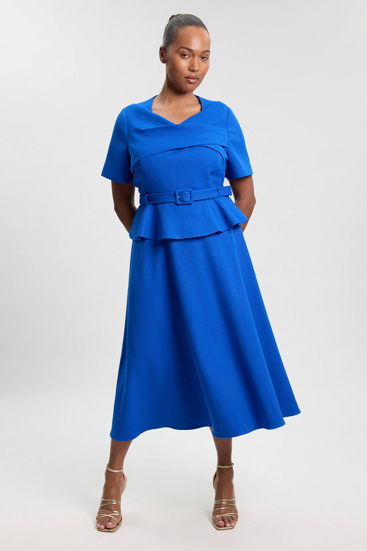 KarenMillen Robe Midi Grande Taille Structurée Cintrée Avec Ceinture