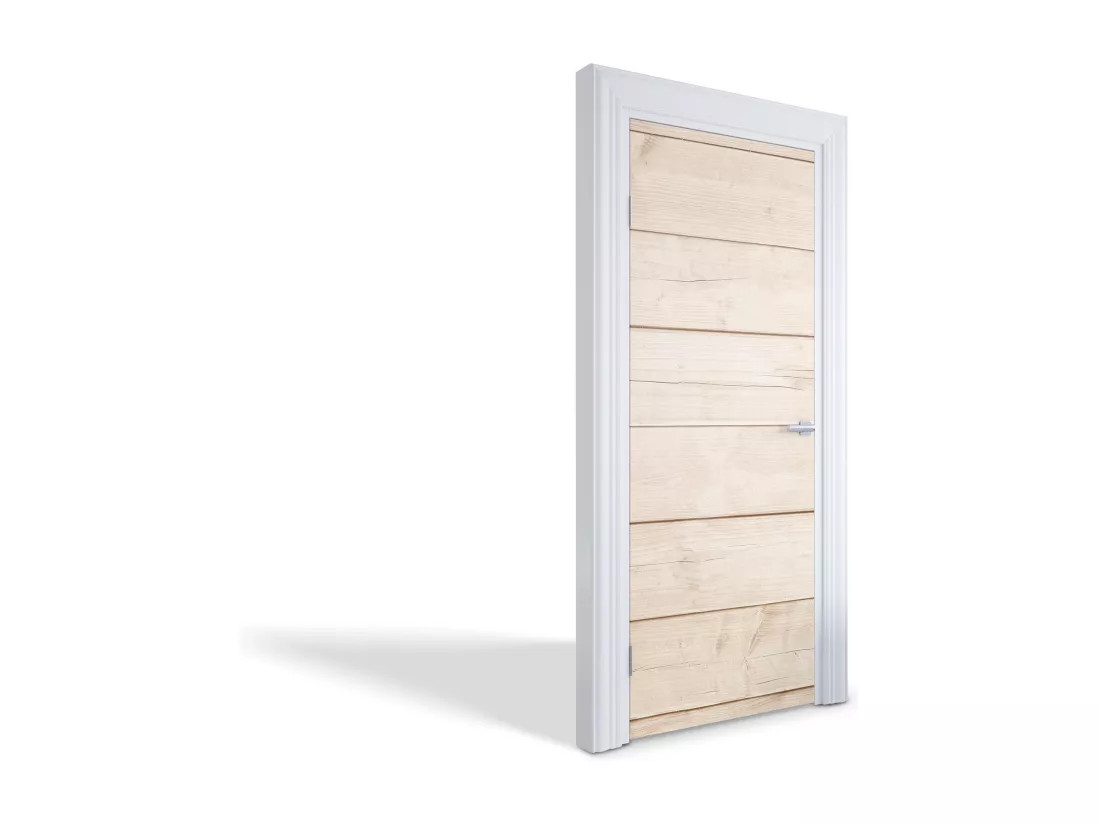 Papier peint photo pour portes intérieures - Planches de bois clair 75x205 cm
