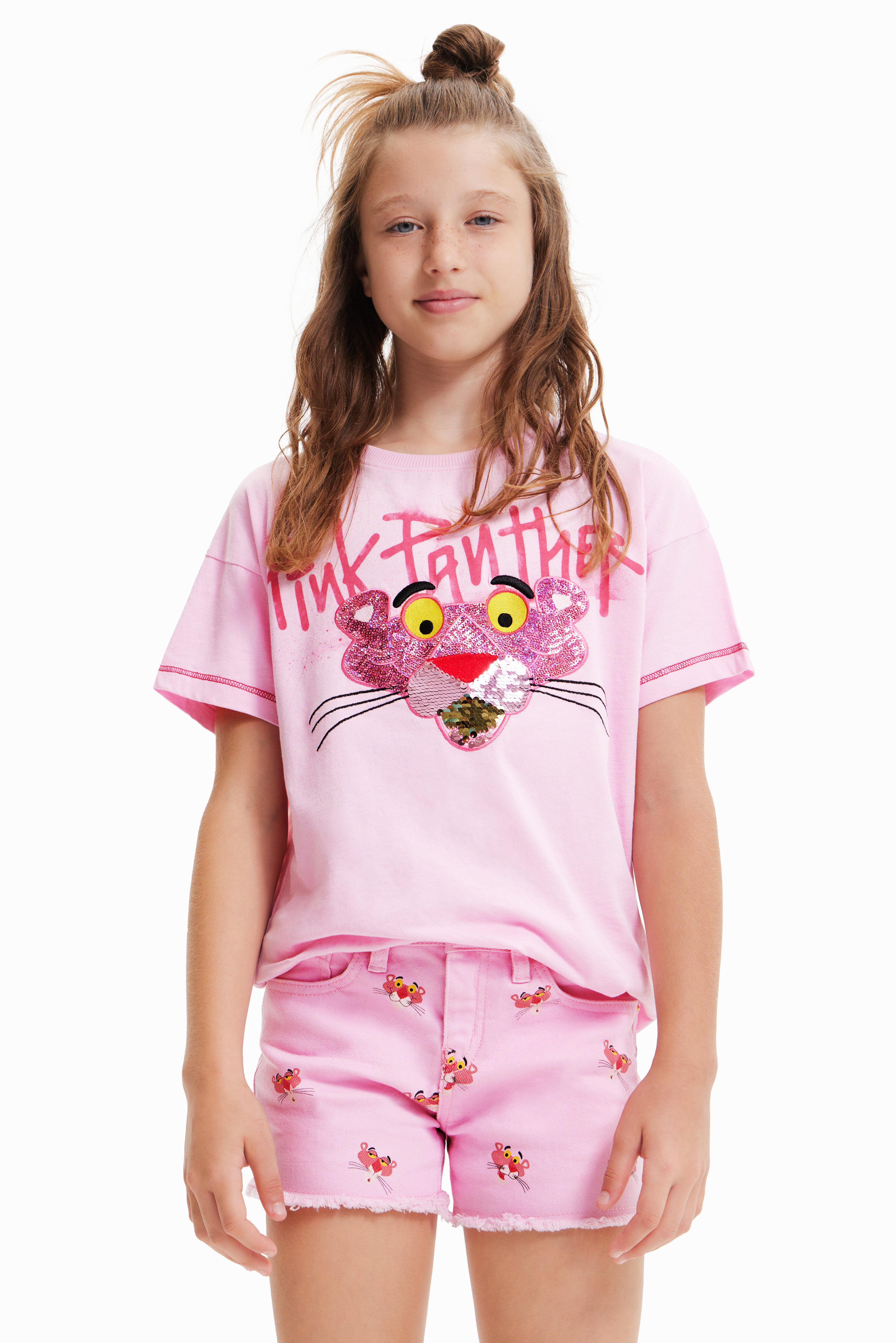 T-shirt Panthère rose paillettes
