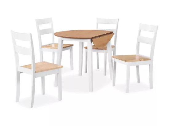 Ensemble de salle à manger 5 pcs MDF et hévéa Blanc