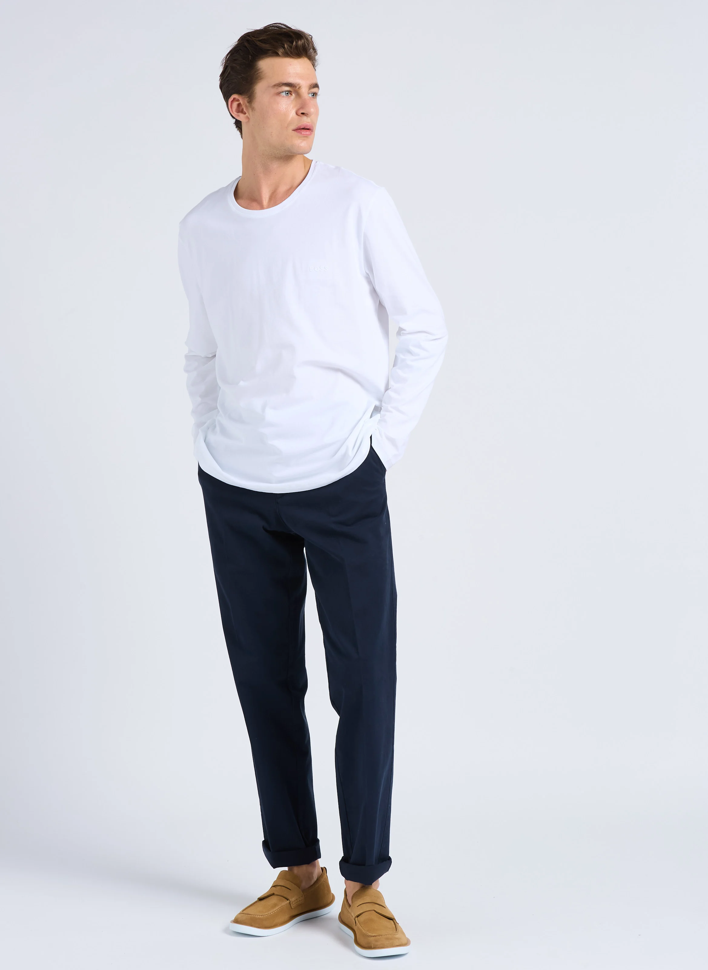 Pantalon à pinces regular-fit en coton | Bleu